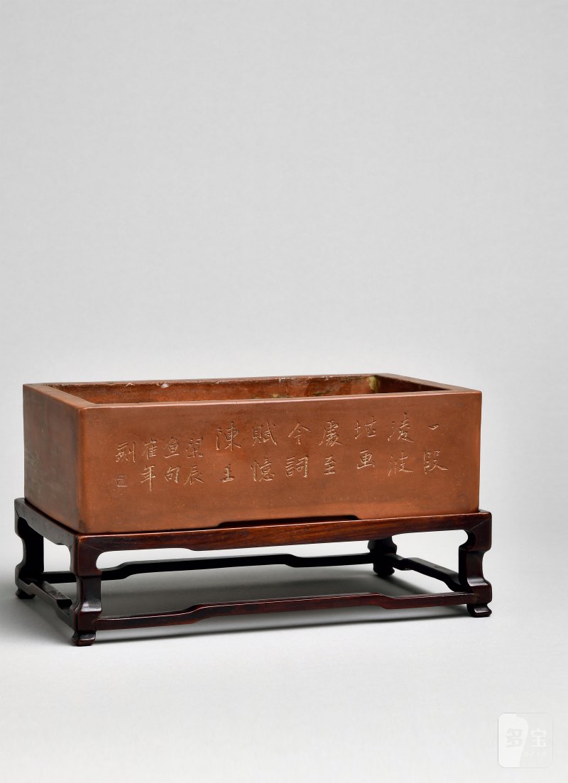 清 玉成窑 鹤年刻山农款水仙盆 - 图2